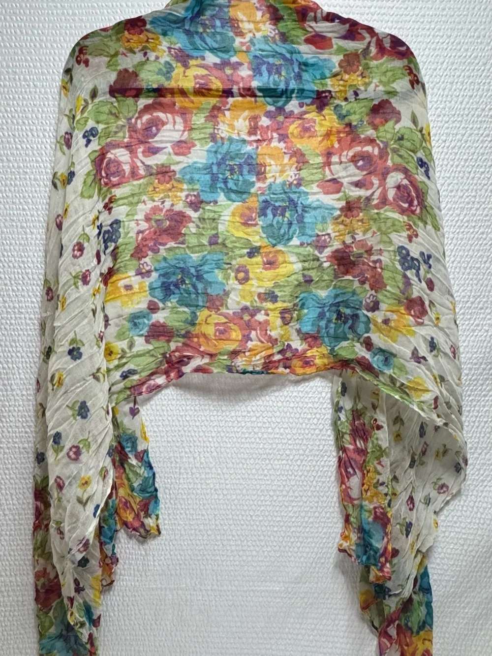 2 chic Floral Lightweight Multicolor Scarf - Blue Yellow Pink Green